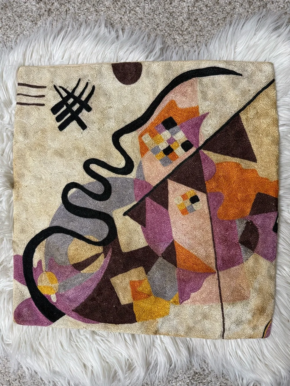 Kashmir Pair of Pillow Covers Hand Embroidered 17”x17”